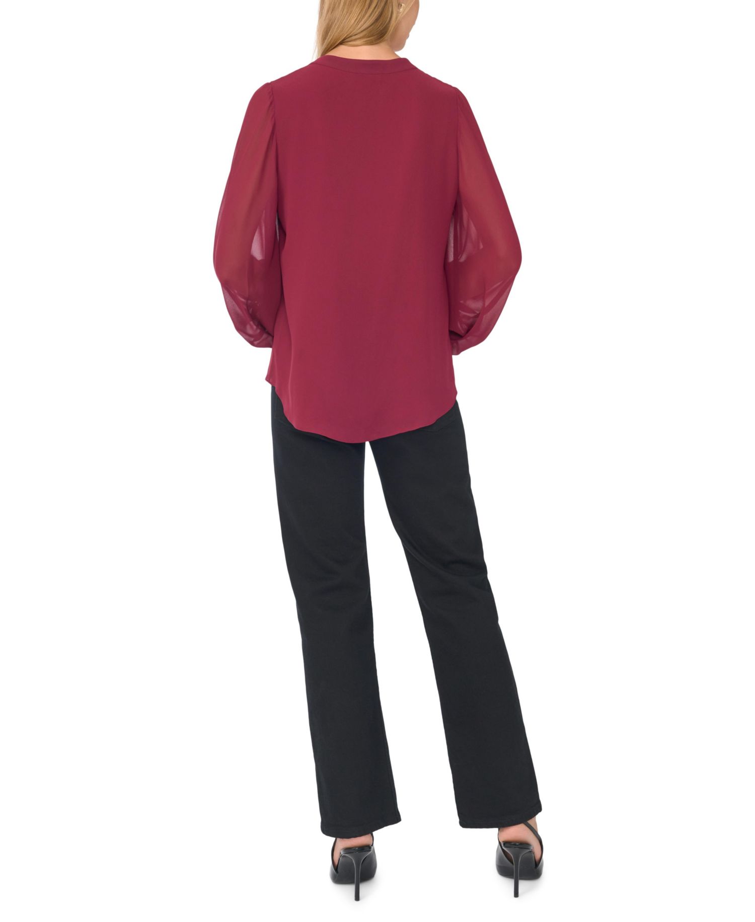 Women's Split-Neck Long-Sleeve Top