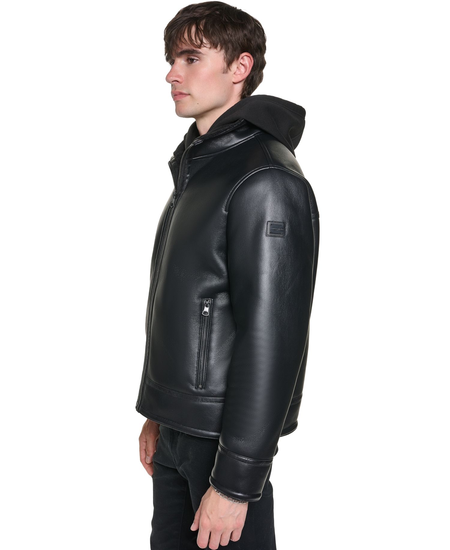 Men's Sherpa-Lined Lightweight Faux Leather Jacket