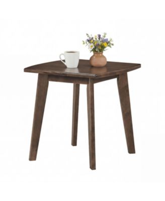 Solid Wood Side Table Square End Table with Thickened Top and Curved Edge