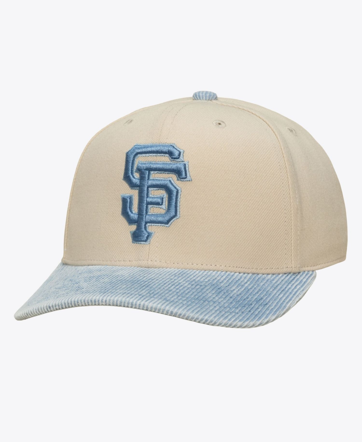 Men's Cream/Light Blue San Francisco Giants Washed Corduroy Pro Crown Snapback Hat