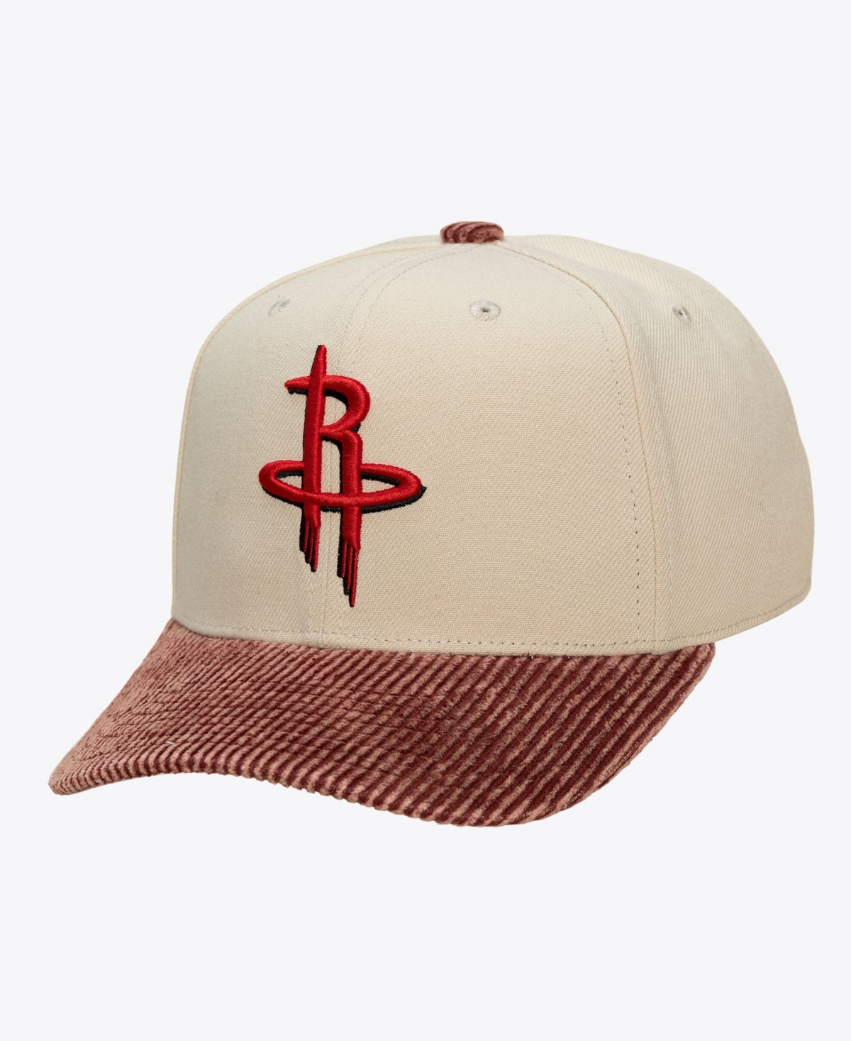 Men's Mitchell & Ness Cream/Red Houston Rockets Washed Corduroy Pro Crown Snapback Hat