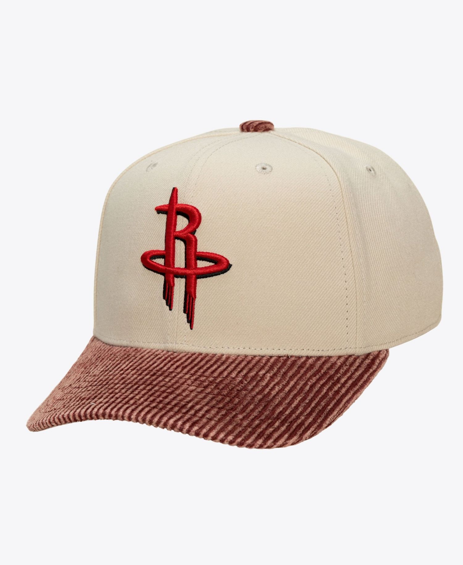 Men's Cream/Red Houston Rockets Washed Corduroy Pro Crown Snapback Hat
