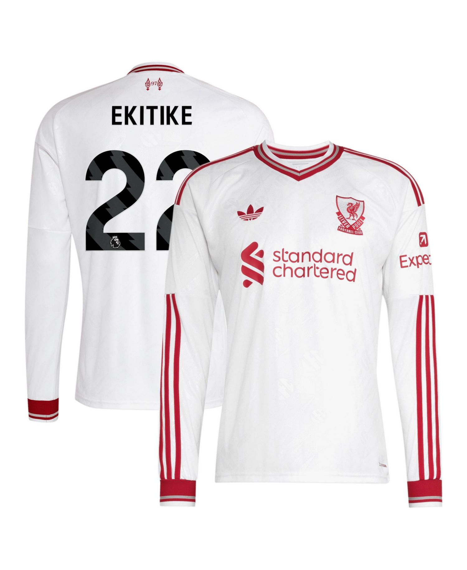 Men's Hugo Ekitike White Liverpool 2026/27 Away Replica Long Sleeve Jersey