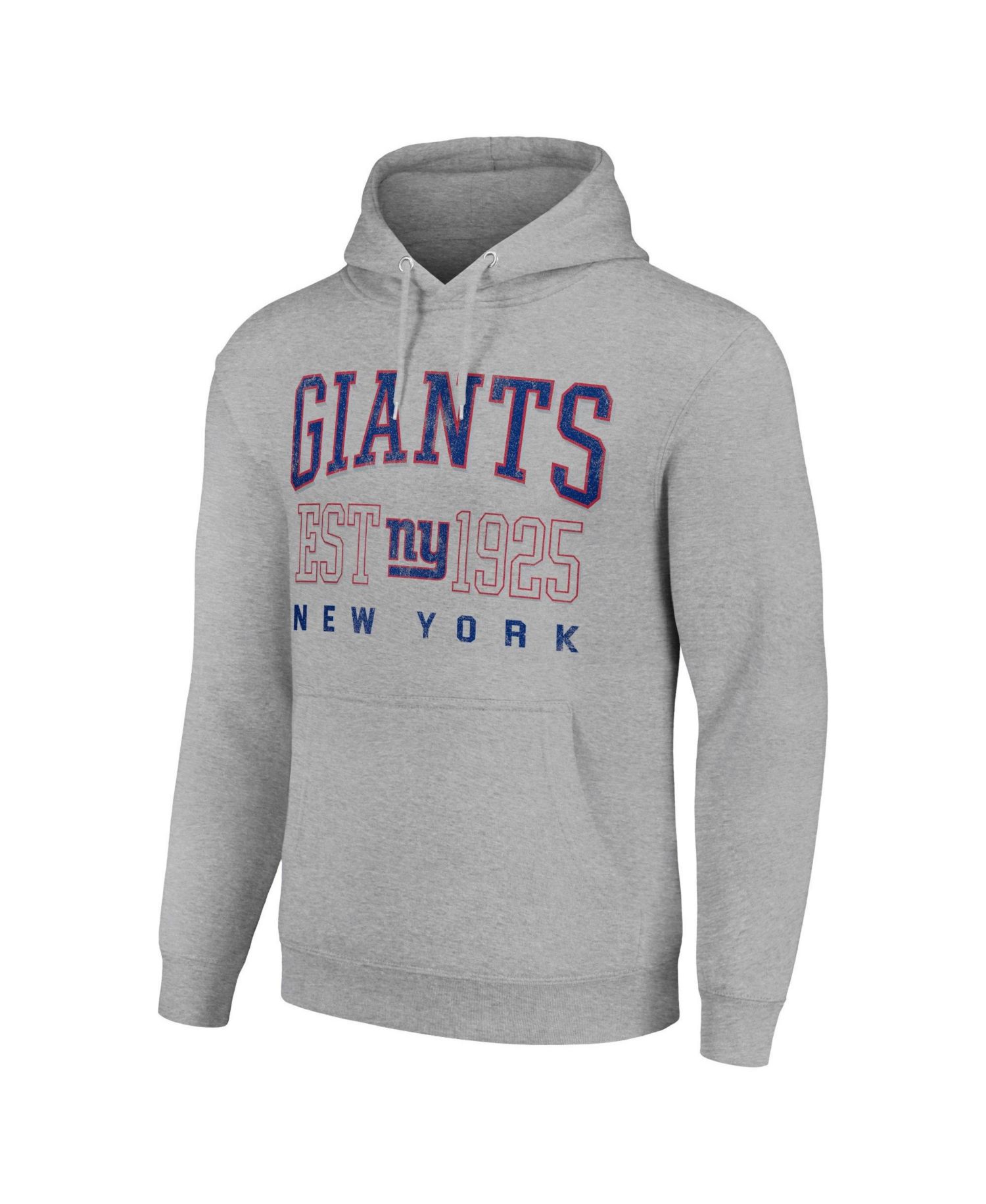 Men's and Women's Heather Gray New York Giants Throwback Logo Pullover Hoodie