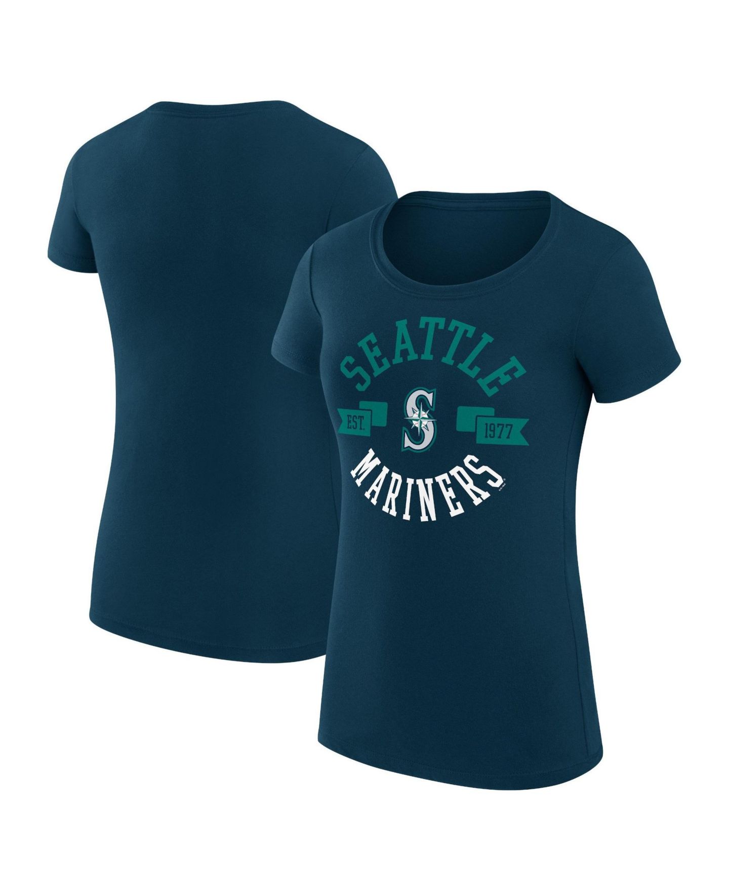 Женская футболка G-III 4Her by Carl Banks Navy Seattle Mariners Super-Slim Fit Lightweight City Graphic — фото 1