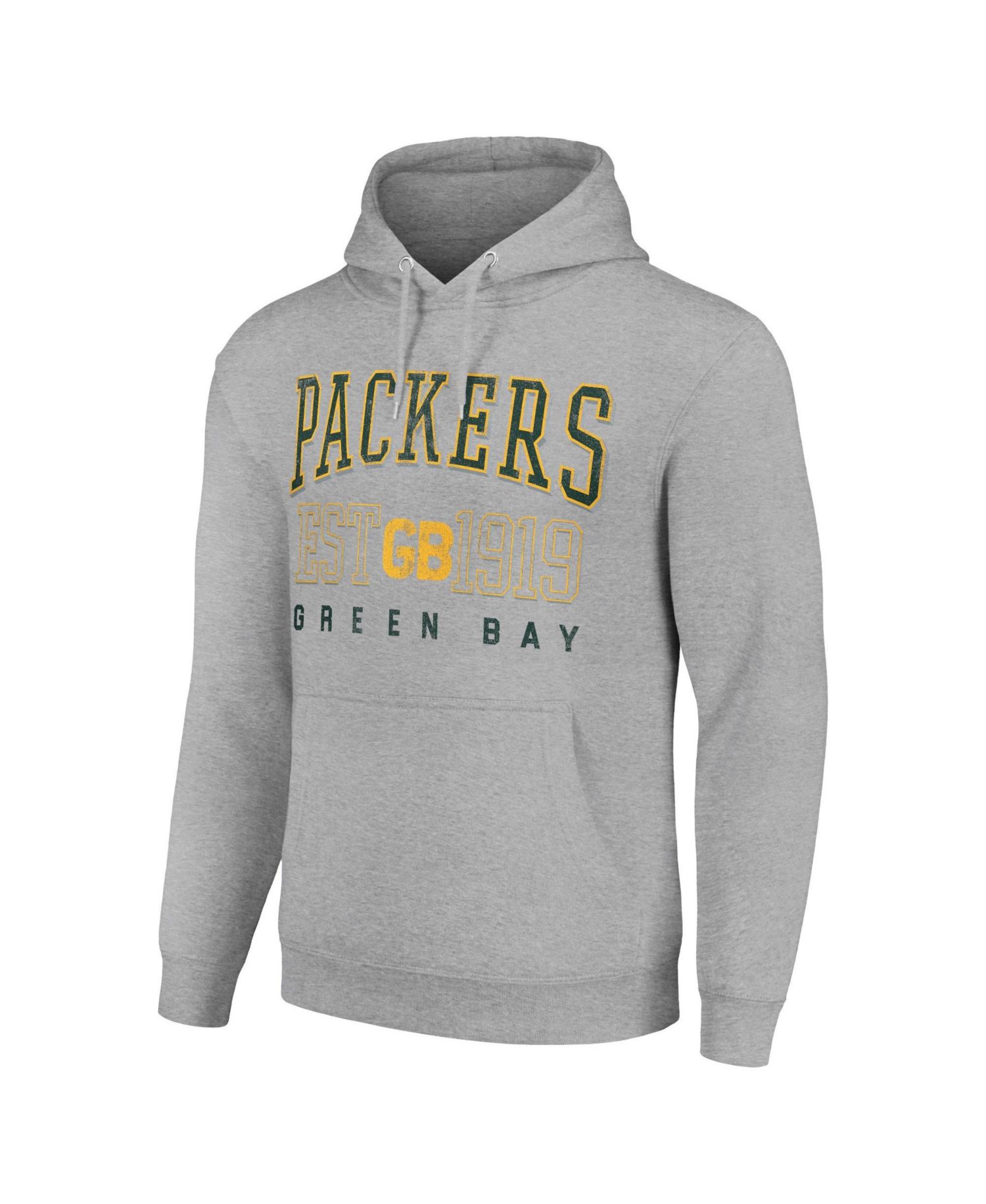 Men's and Women's Heather Gray Green Bay Packers Throwback Logo Pullover Hoodie