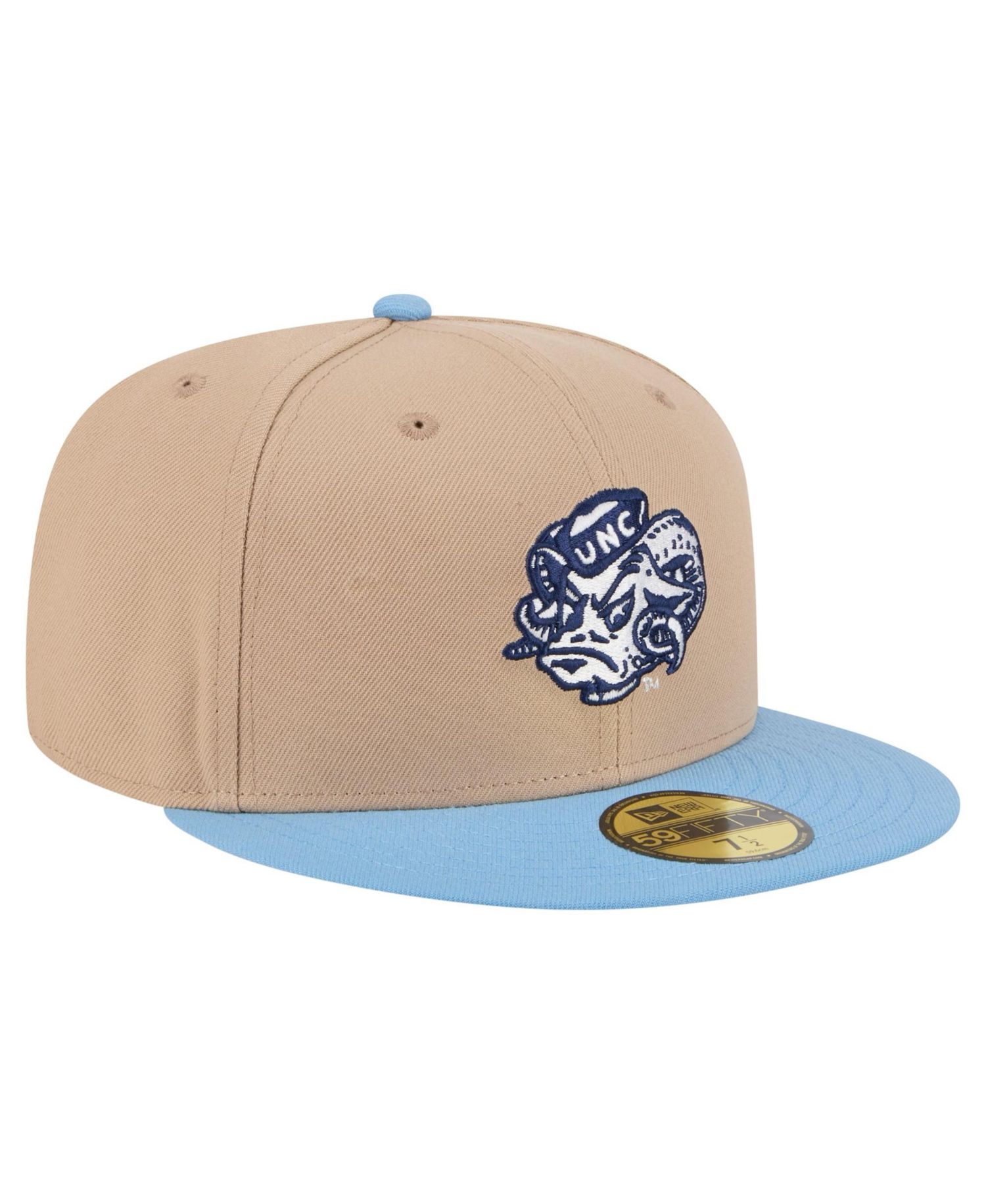 Men's Khaki North Carolina Tar Heels Throwback Two-Tone 59FIFTY Fitted Hat