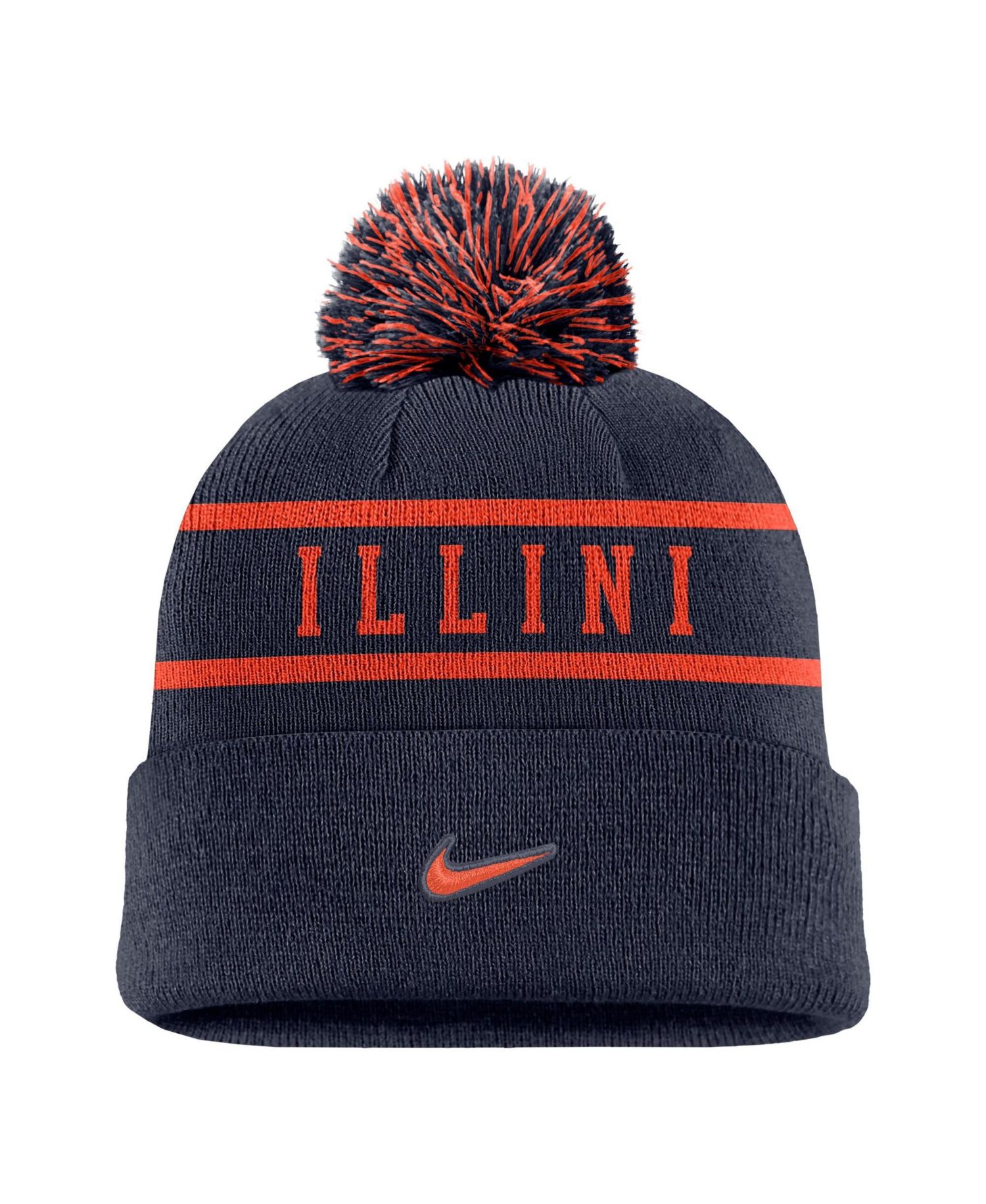 Men's Navy Illinois Fighting Illini Peak Cuffed Knit Hat with Pom