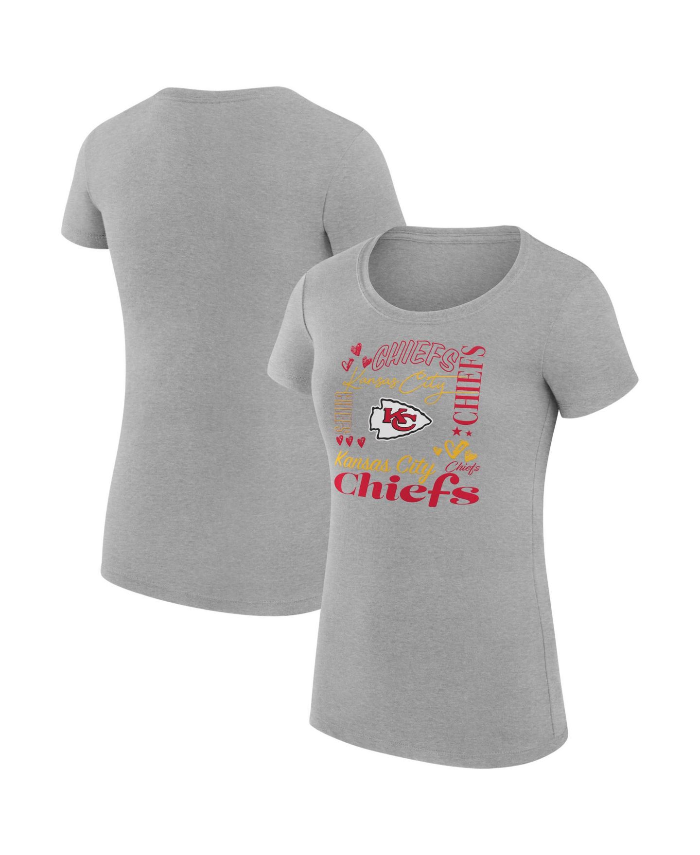Женская футболка G-III 4Her by Carl Banks Heather Gray Kansas City Chiefs Super-Slim Fit Lightweight Collage Team — фото 1