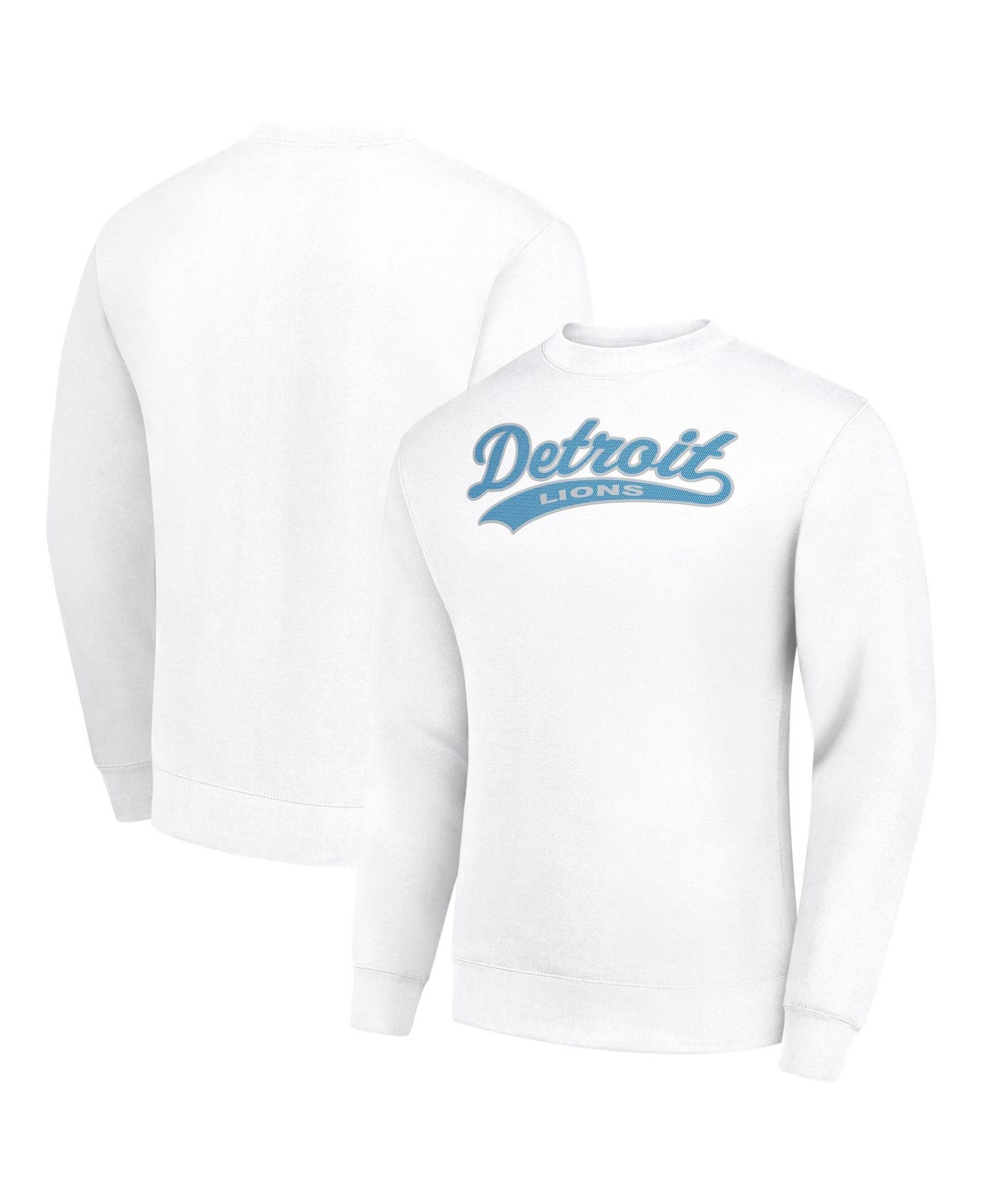 Men's White Detroit Lions Tailsweep Team Graphic Tri-Blend Fleece Pullover Sweatshirt