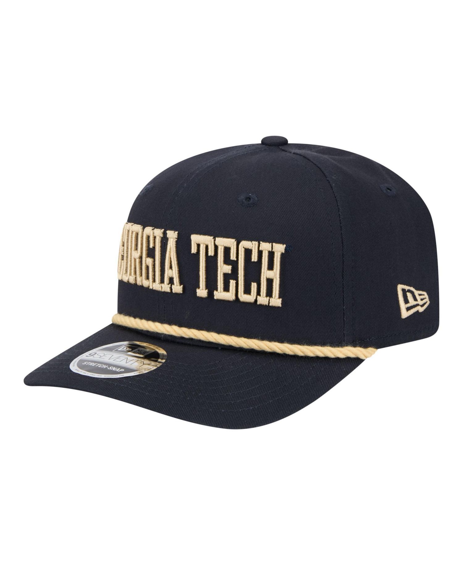 Men's Navy Georgia Tech Yellow Jackets Wordmark Rope 9SEVENTY Stretch-Snap Hat