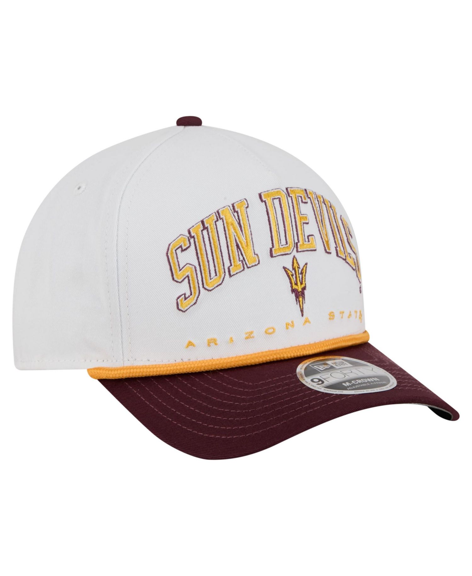 Men's White/Maroon Arizona State Sun Devils Arch Two-Tone Rope 9FORTY A-Frame M-Crown Adjustable Hat