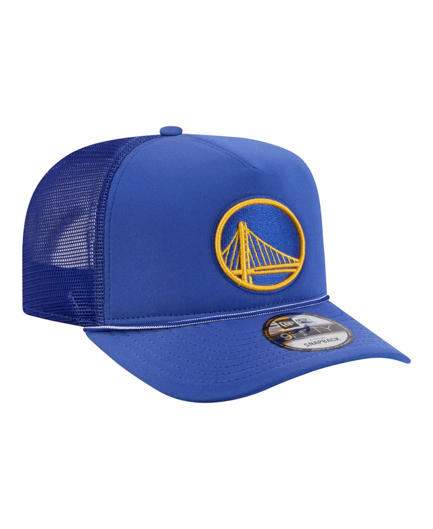 Men's Royal Golden State Warriors Faded Foam Front 9FIFTY A-Frame Adjustable Trucker Hat