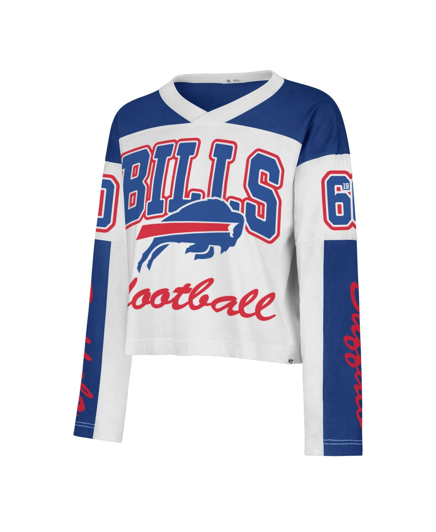 Женская футболка '47 Brand White Buffalo Bills Exclamation Metro V-Neck Long Sleeve Jersey — фото 2
