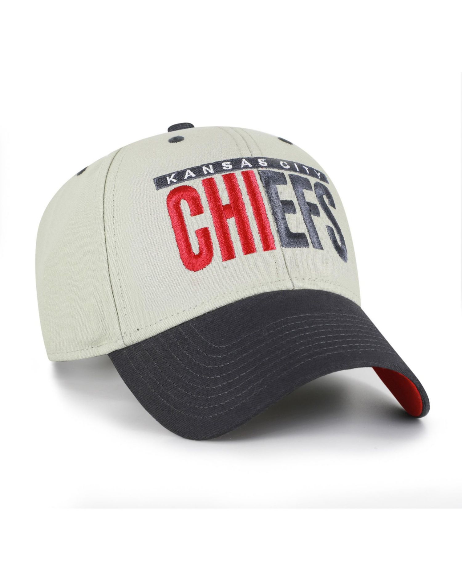 Men's '47 Gray/Black Kansas City Chiefs Half Block Text MVP Adjustable Hat