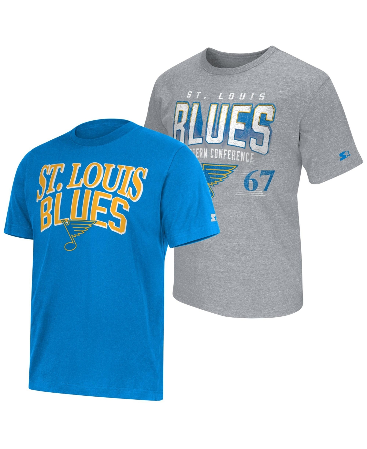 Starter Men's St. Louis Blues Distressed T-Shirt, 2-Piece Set - Light Blue, Heather Gray