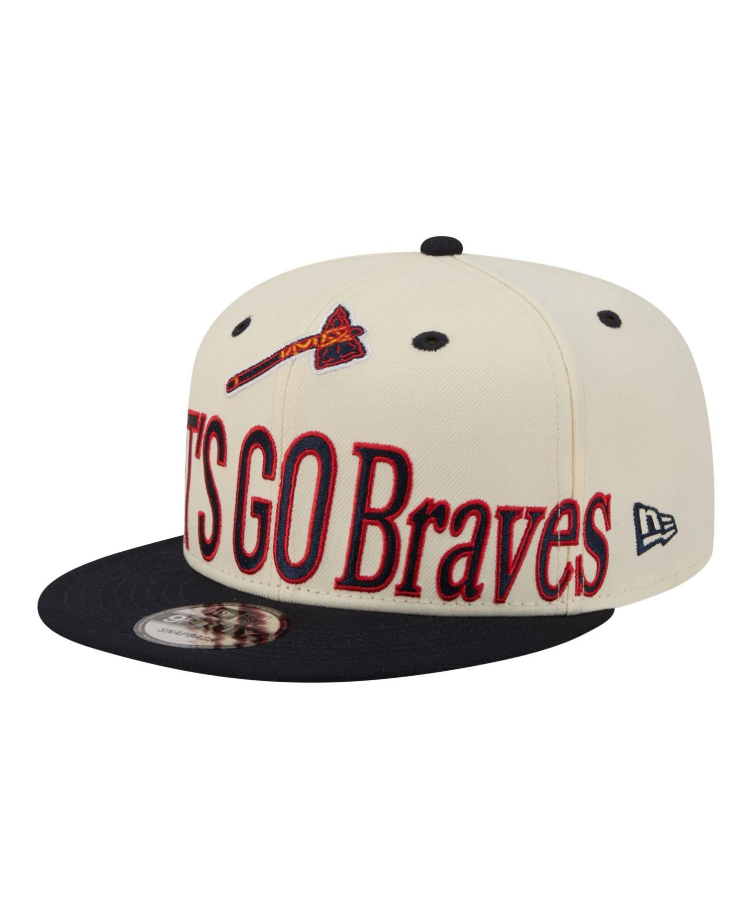 Men's Cream Atlanta Braves Oversized Slogan 9FIFTY Snapback Hat