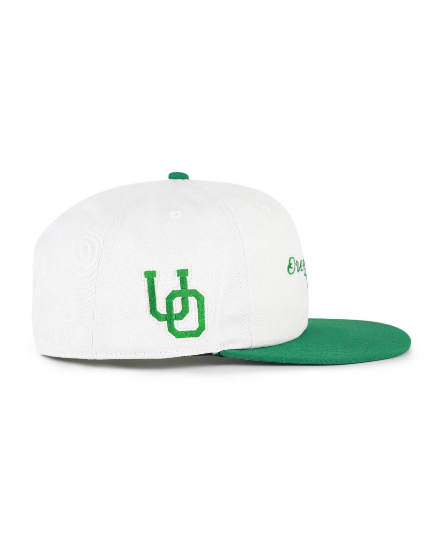 Men's '47 White/Green Oregon Ducks Script Stack Relaxed Captain Adjustable Hat