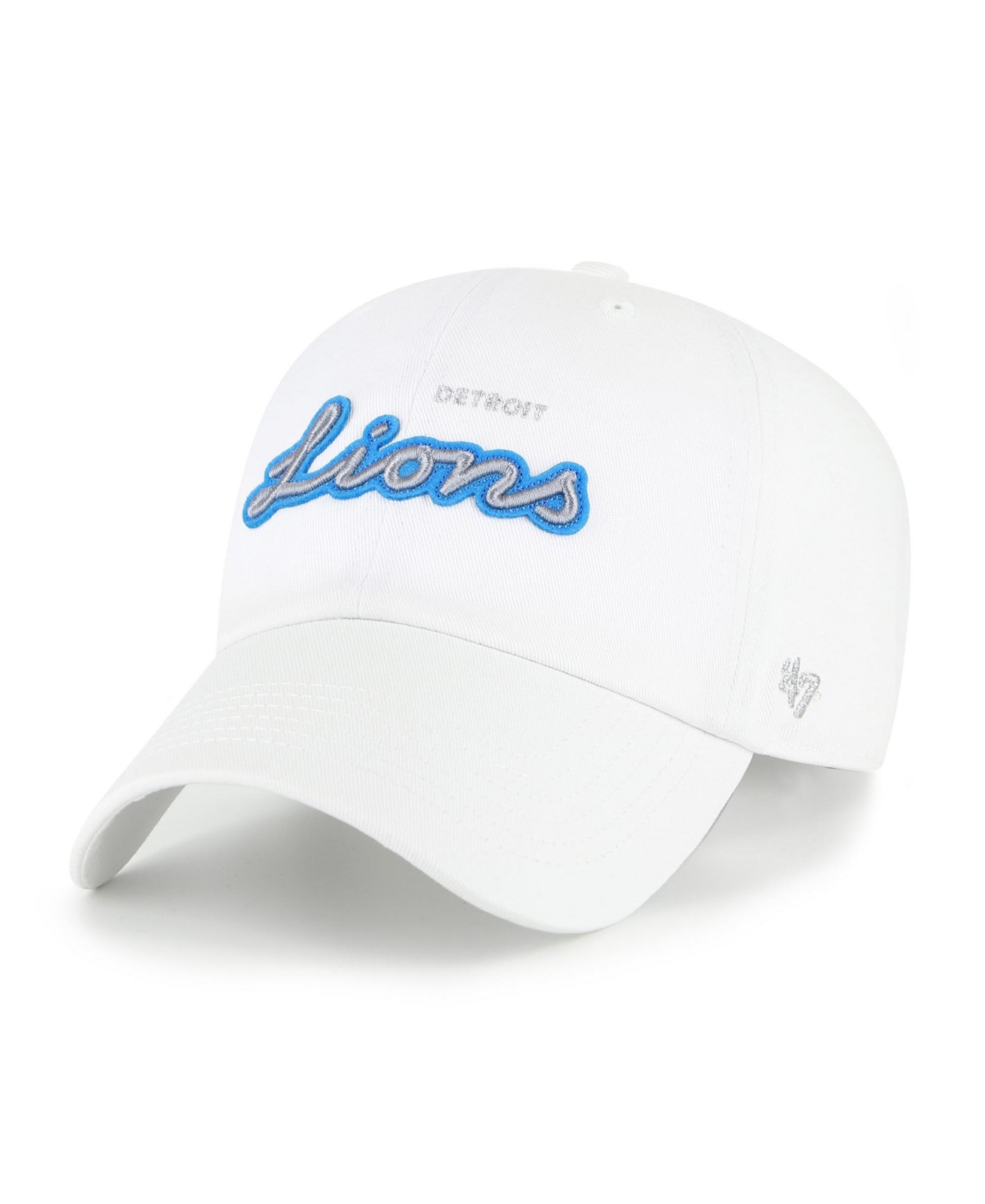 Women's '47  White Detroit Lions Trendy Script Clean Up Adjustable Hat