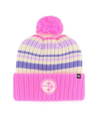 47 Brand Big Boys and Girls Pink Pittsburgh Steelers Snow Fort Cuffed Knit Hat