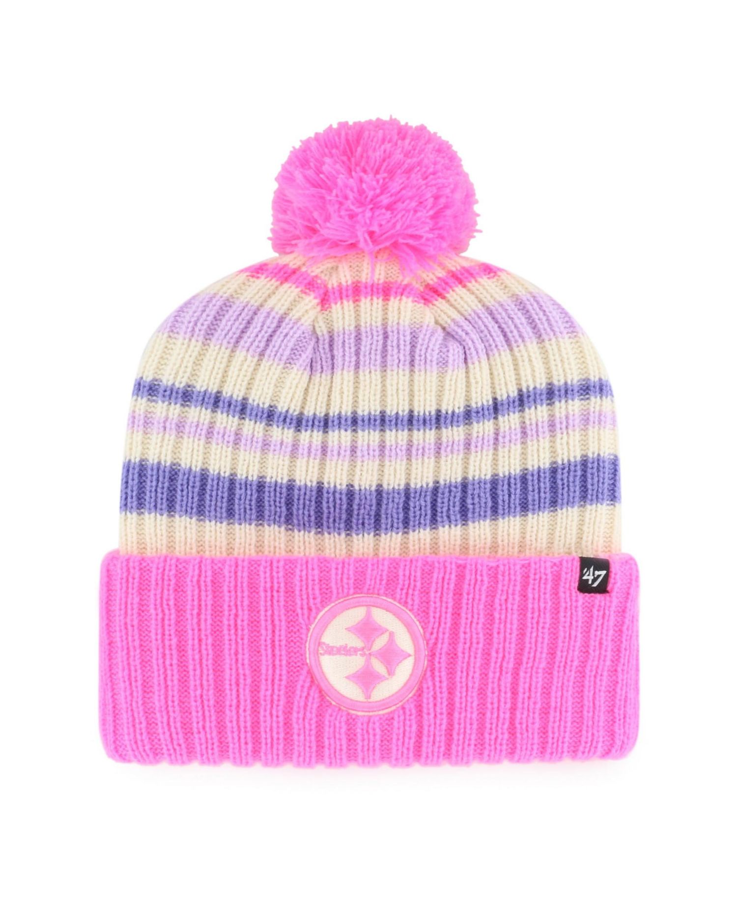 Big Boys and Girls '47 Pink Pittsburgh Steelers Snow Fort Cuffed Knit Hat