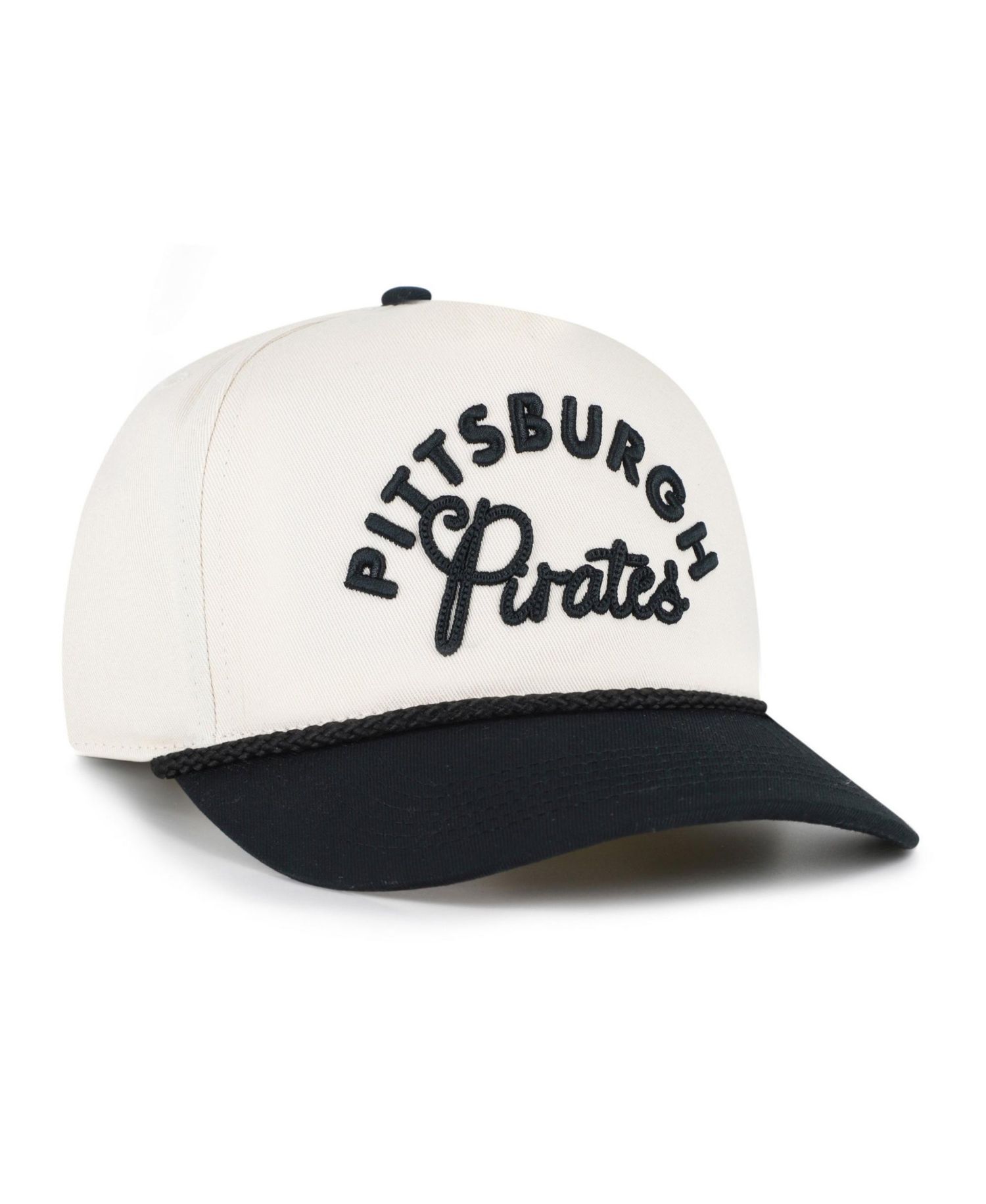 Men's and Women's '47 Natural/Black Pittsburgh Pirates Rope Script Hitch Adjustable Hat