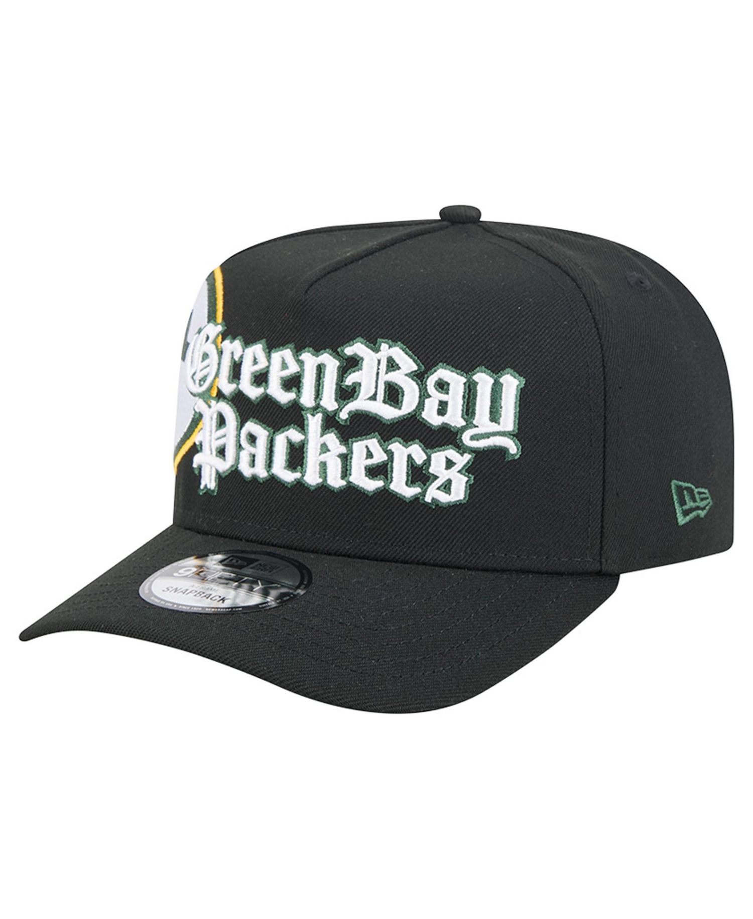 Men's Black Green Bay Packers Proud A-Frame 9FIFTY Snapback Hat