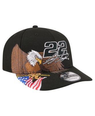 Men's Black Joey Logano Patriotic Eagle & Flag A-Frame 9FIFTY Snapback Hat