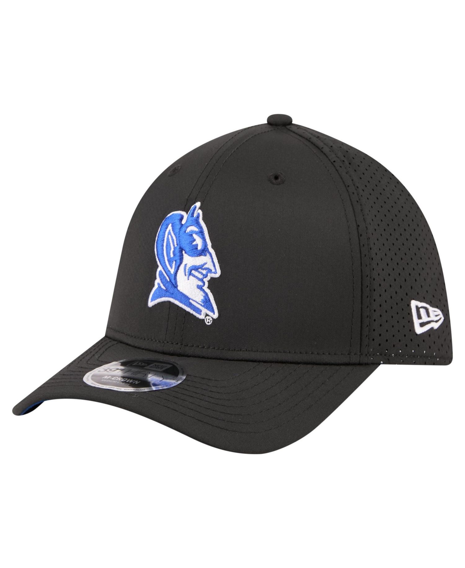 Men's Black Duke Blue Devils 39THIRTY M-Crown Stretch Hat