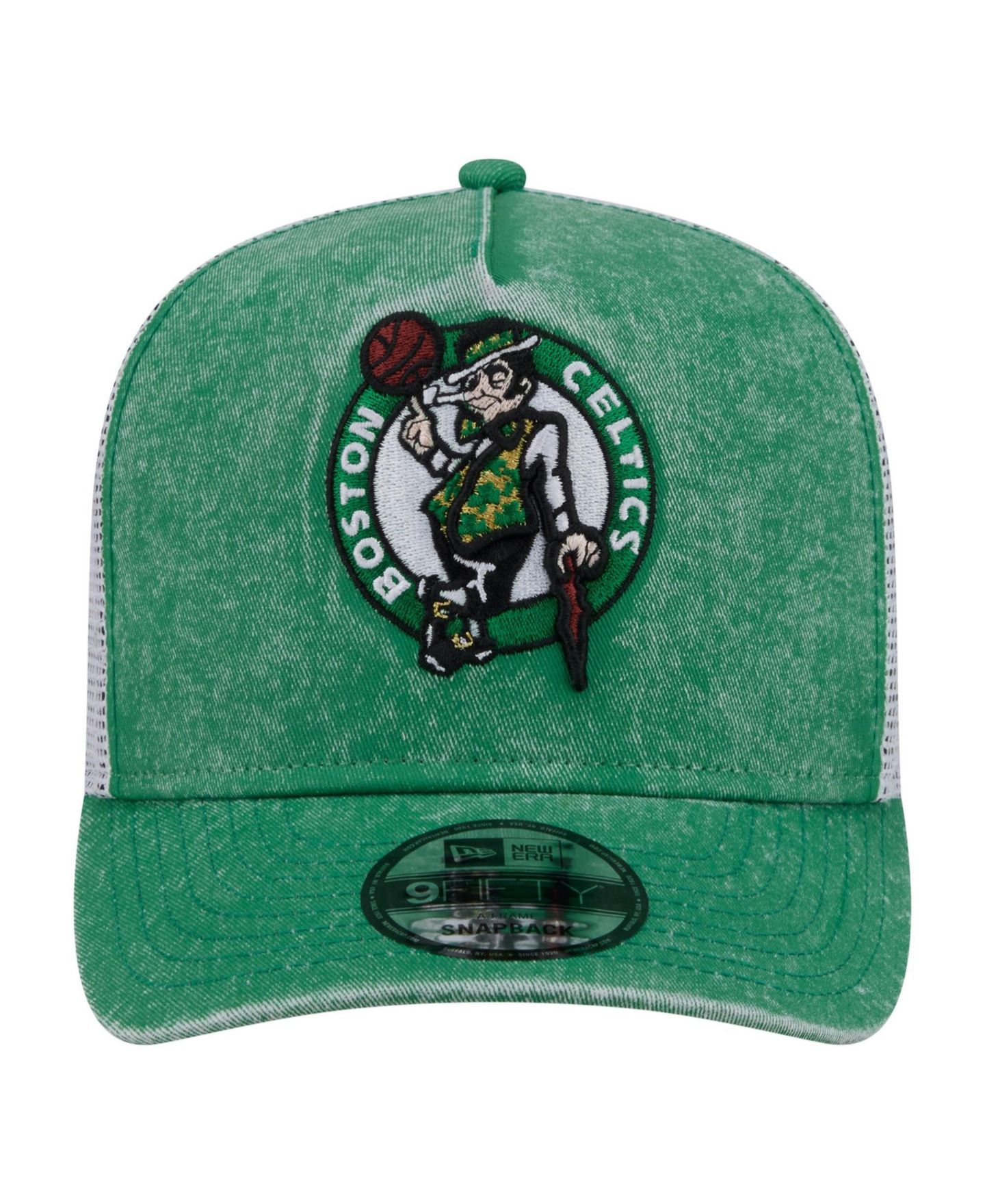Мужская кепка New Era Kelly Green/White Boston Celtics Washed Meshback 9FIFTY Adjustable Hat — фото 2