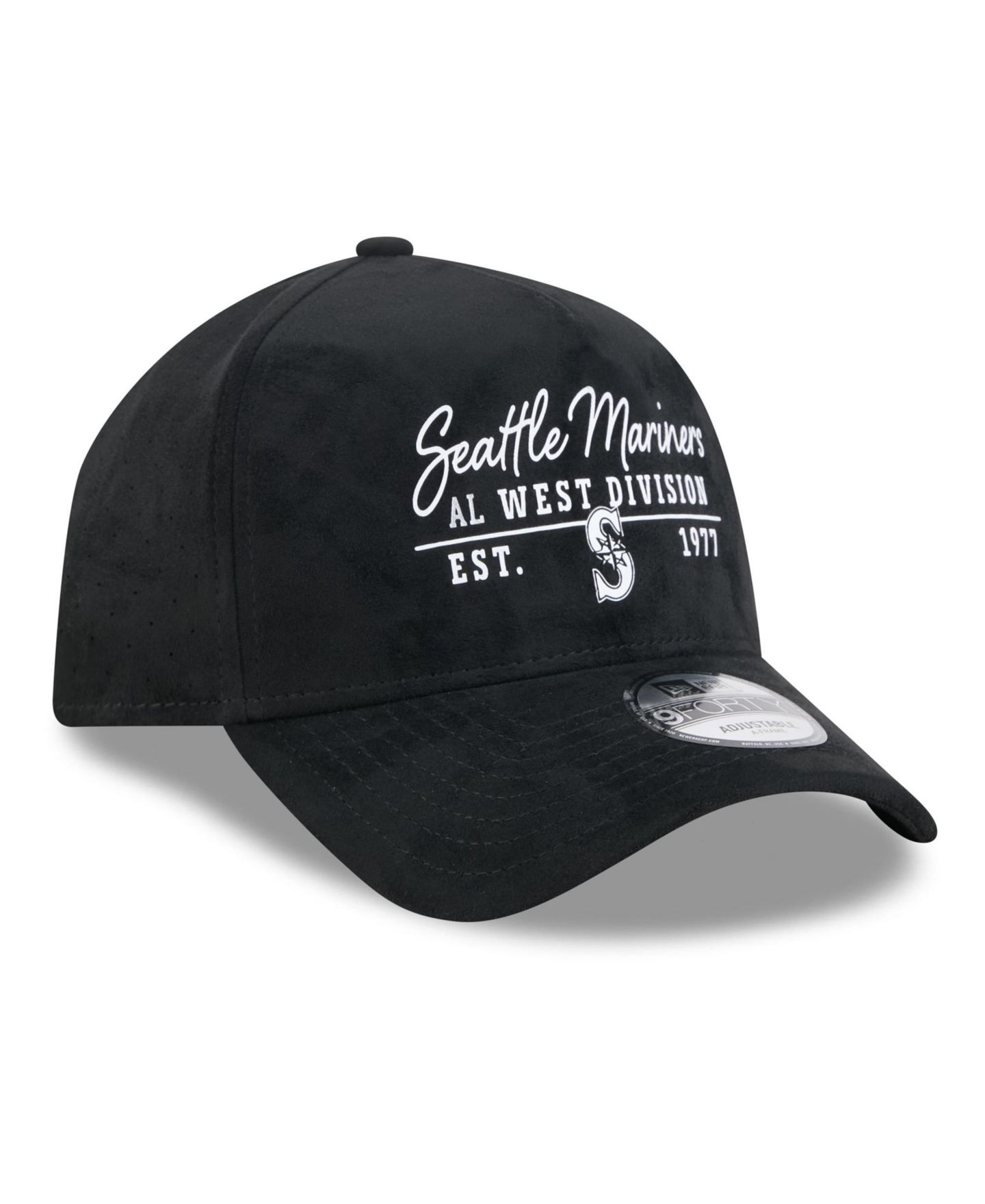 Кепка New Era Black Seattle Mariners Script Text 9FORTY A-Frame Adjustable Hat — фото 3