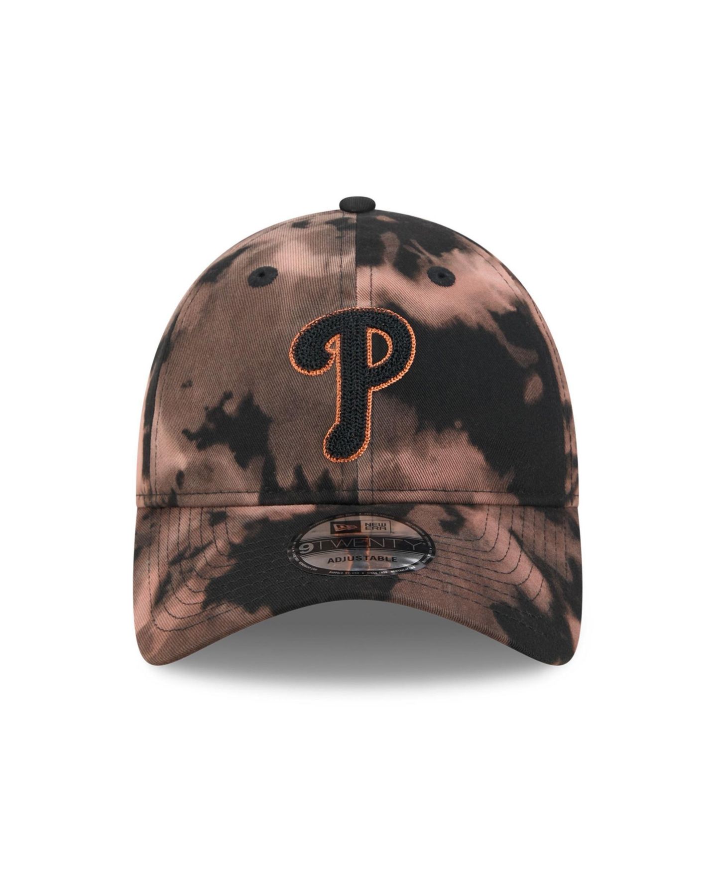 Мужская кепка New Era Black Philadelphia Phillies Bleach Wash 9TWENTY Adjustable Hat — фото 2