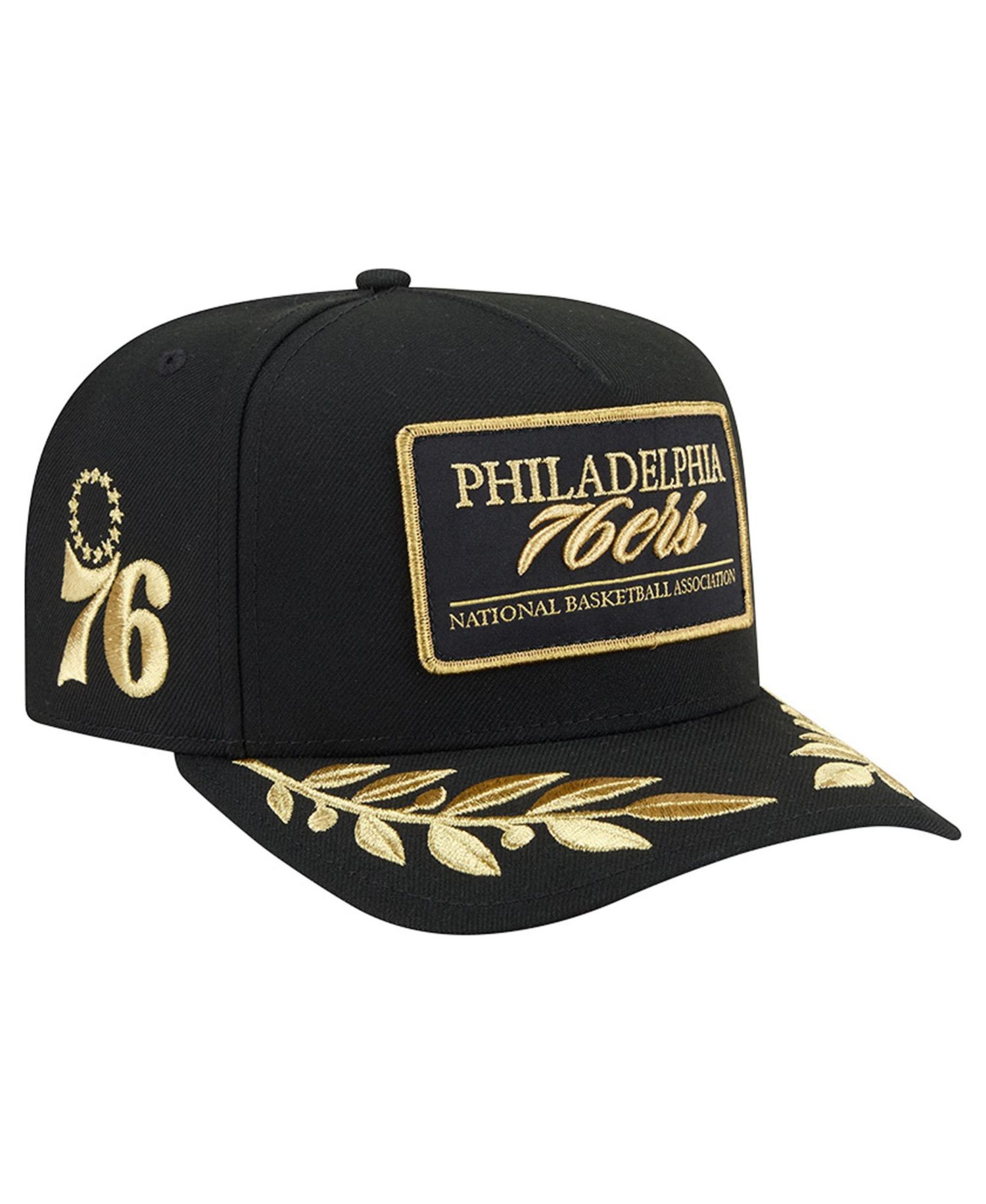 Men's Black Philadelphia 76ers Golden 9FIFTY Snapback Hat