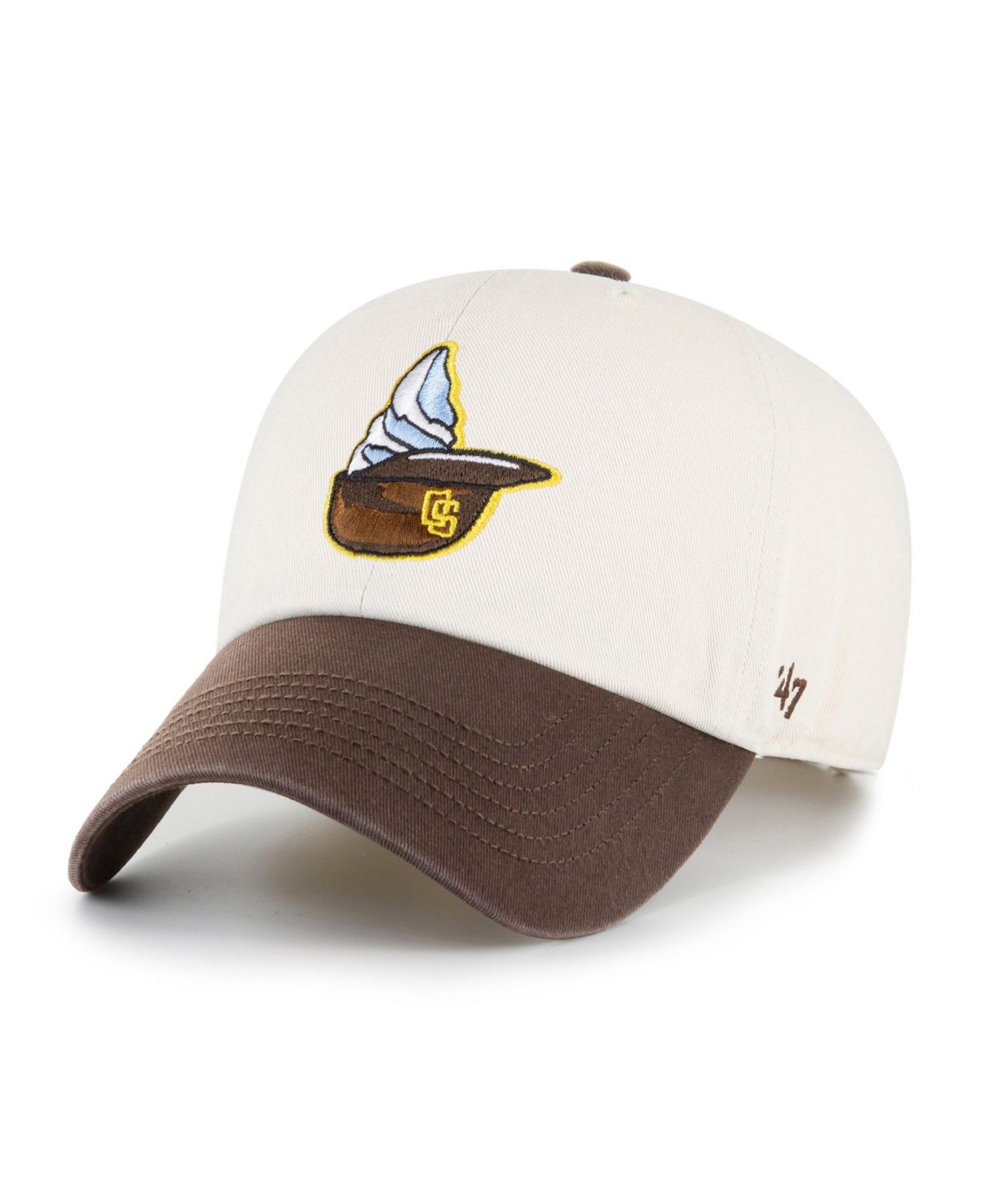 Men's and Women's '47 Natural San Diego Padres Single Swirl Ice Cream Helmet 2.0 Clean Up Adjustable Hat