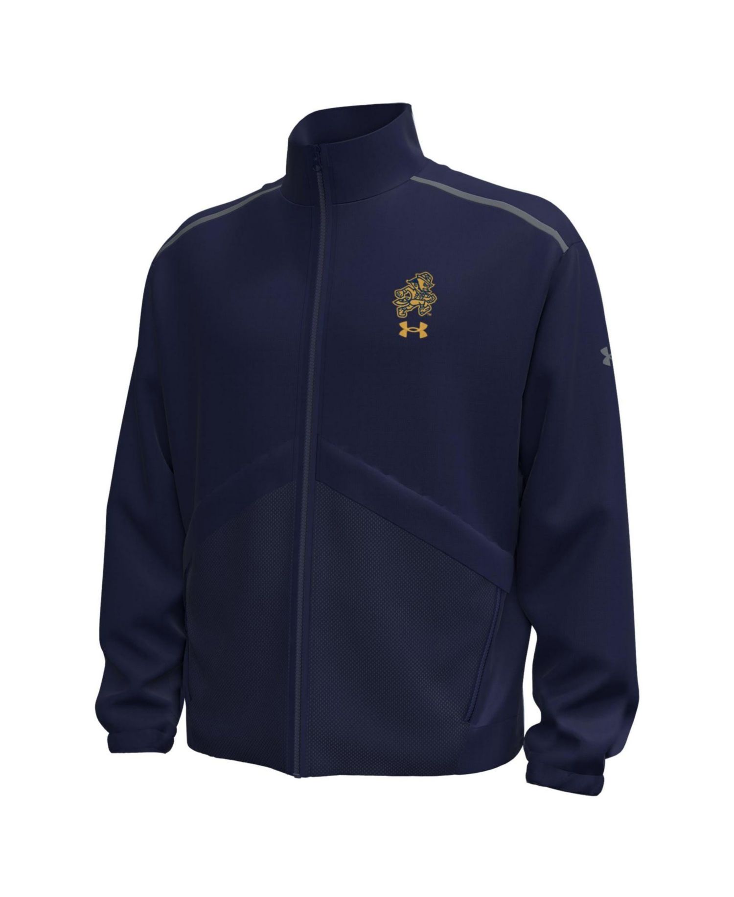 Men's #1 Navy Notre Dame Fighting Irish Irish Wear Green Unstoppable Woven Full-Zip Jacket