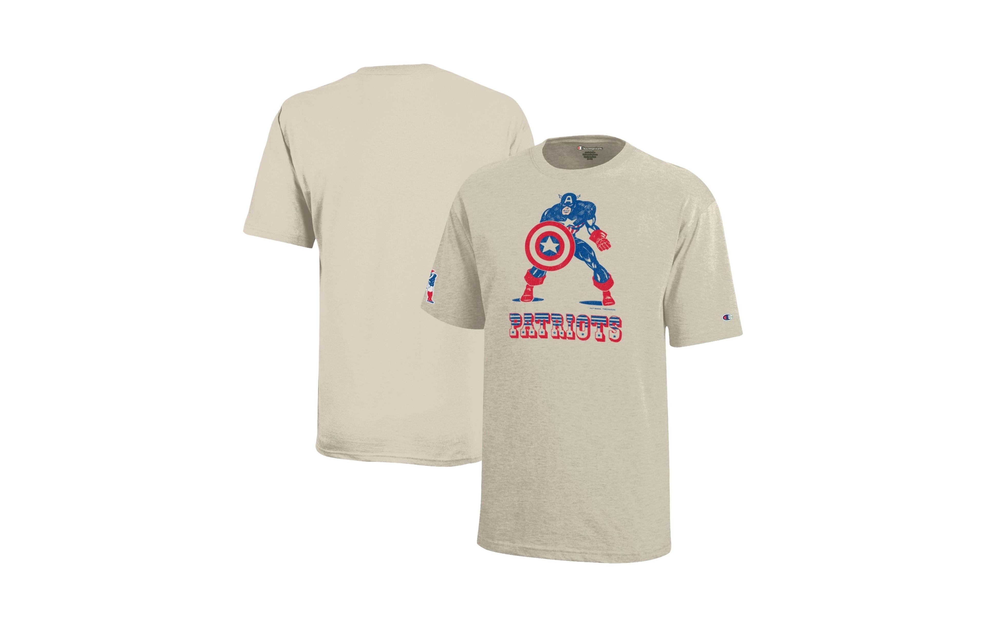 Champion Boys' and Girls' New England Patriots Captain America Vintage-Style Graphic T-Shirt