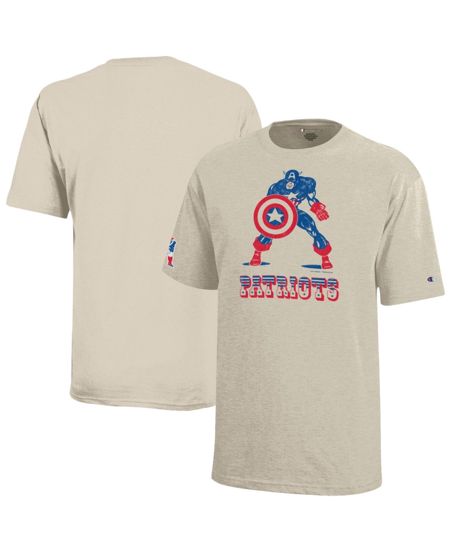 Big Boys and Girls Disney x Oatmeal New England Patriots Captain America T-Shirt