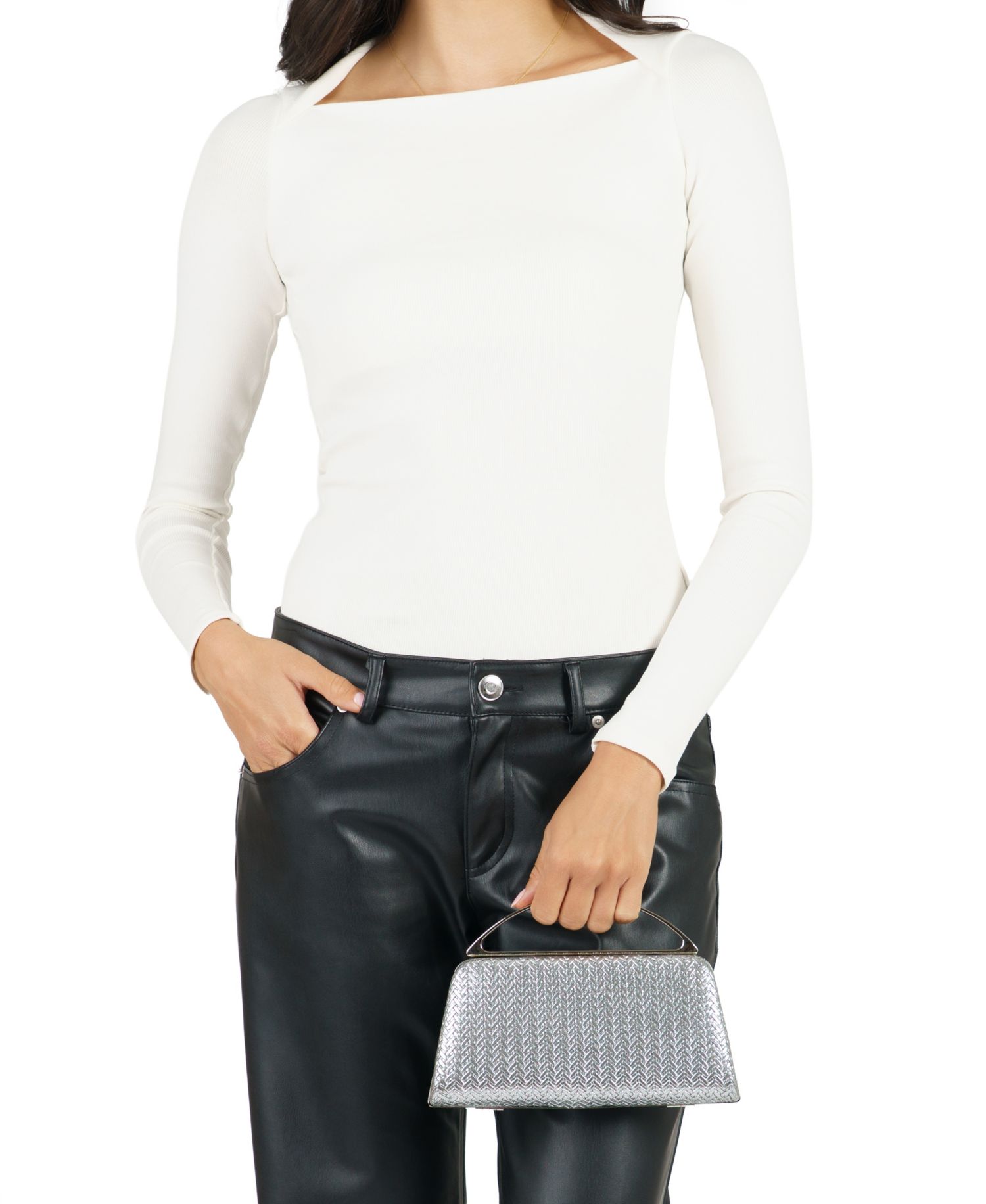 Genesis Metallic Woven Small Handle Clutch Handbag