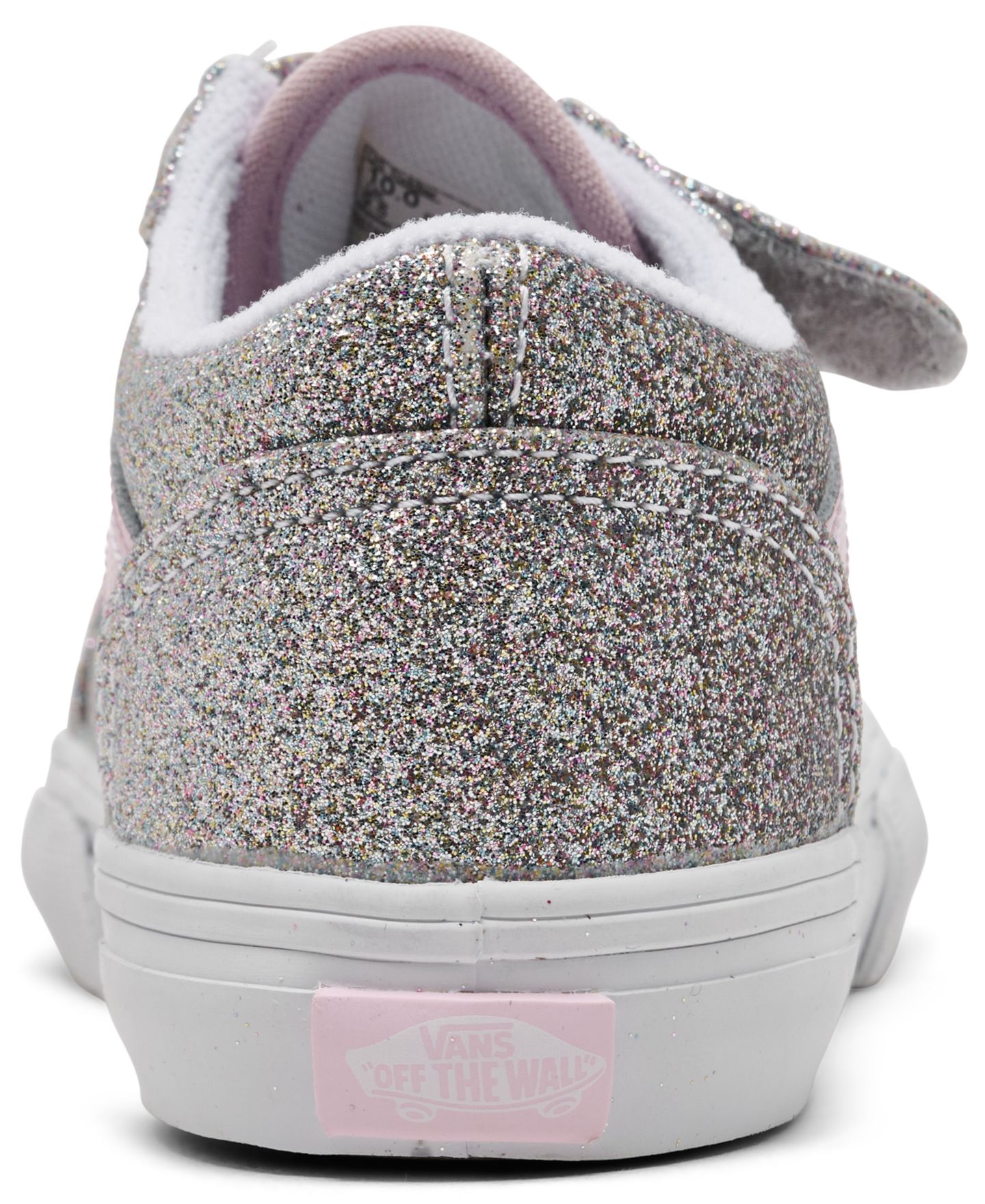 Детские низкие кеды Vans Old Skool V с блёстками на липучках для девочек, Finish Line, цвет: Серебристый / Розовый — фото 4