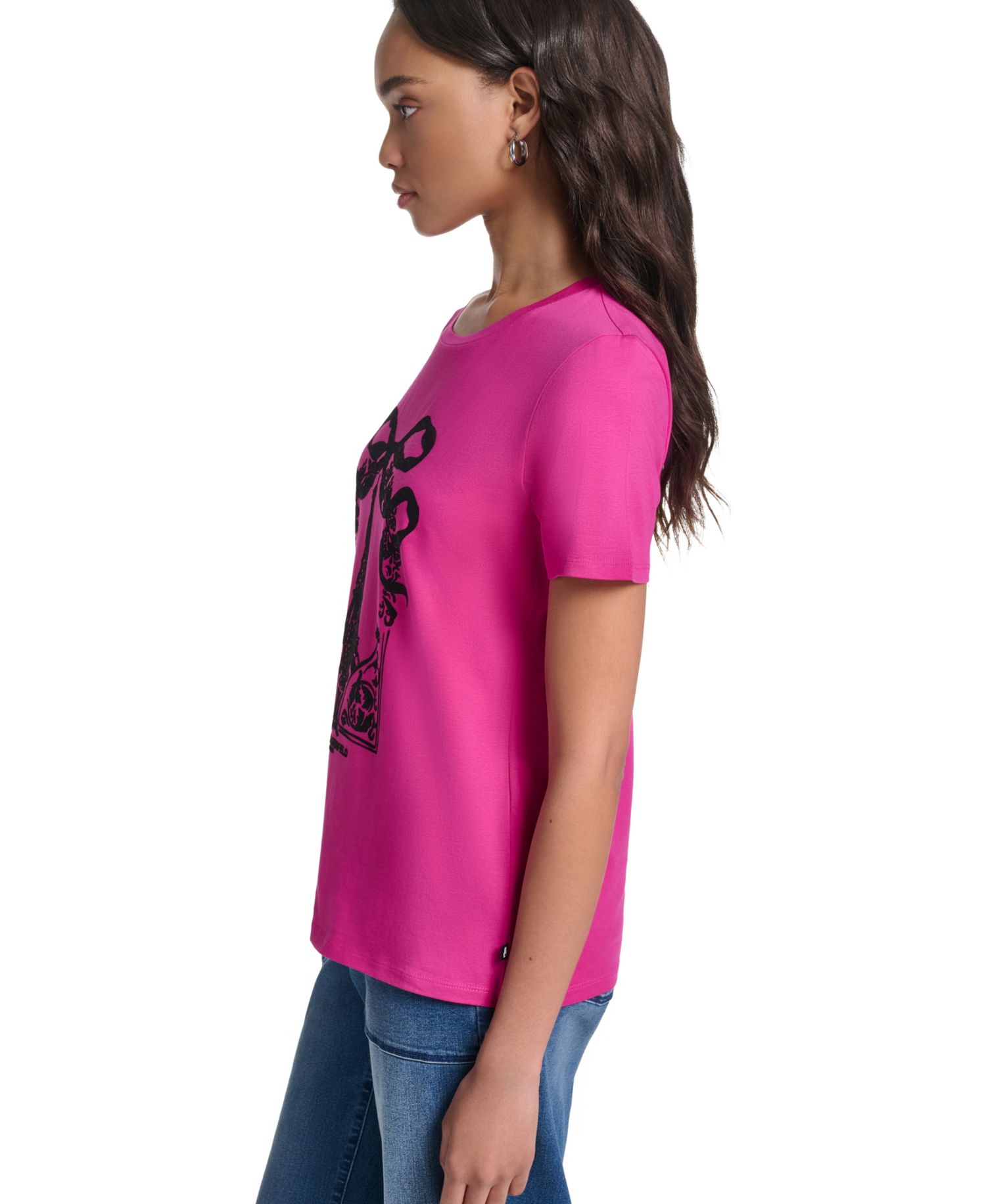 Women's Eiffel Tower Bow Graphic Tee T-Shirt