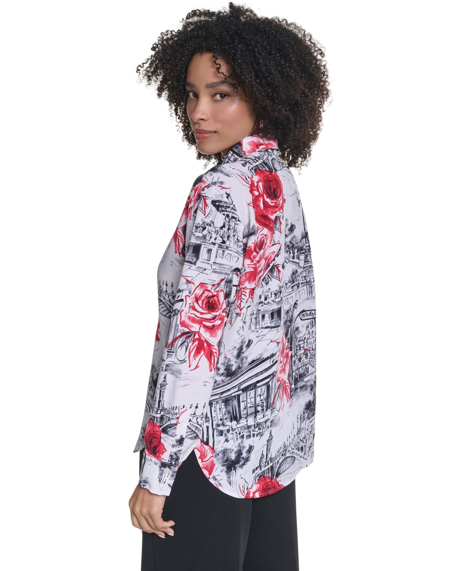 Women's Printed Long-Sleeve Blouse
