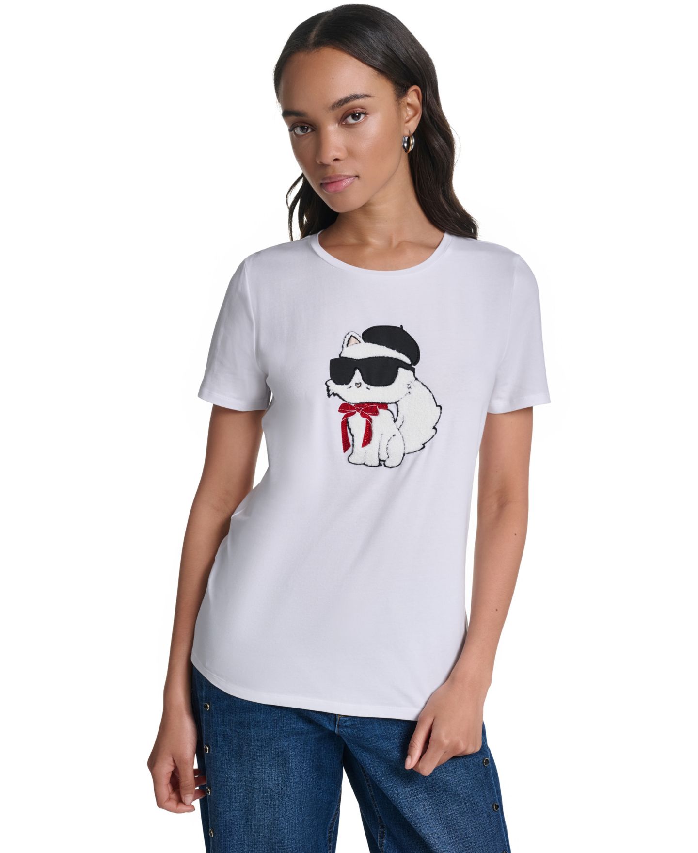 Женский свитшот Karl Lagerfeld Paris Choupette In Beret, цвет: Белый — фото 1