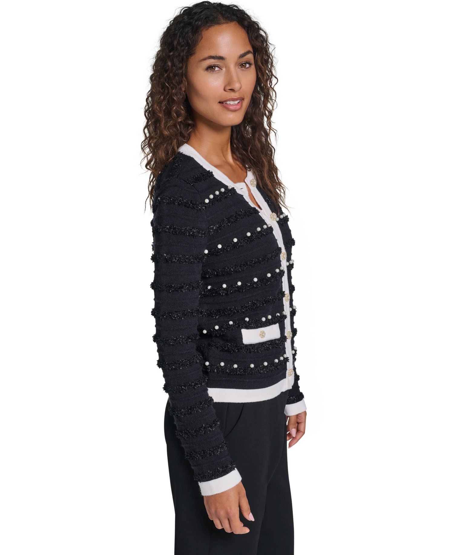 Women's Embellished Crewneck Cardigan Sweater