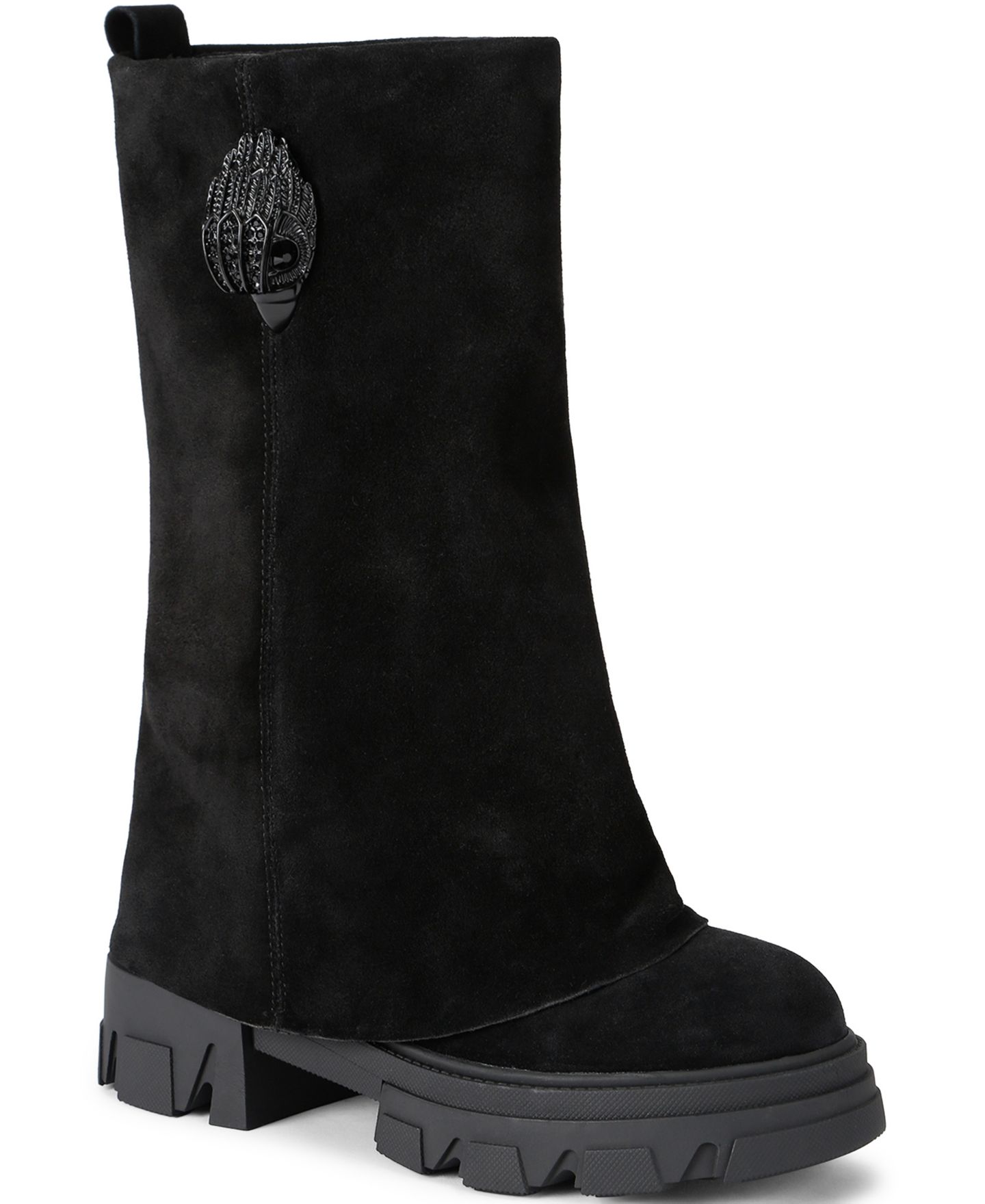 Женские ботинки Kurt Geiger London Stomp Foldover Round-Toe, цвет: Чёрный — фото 1