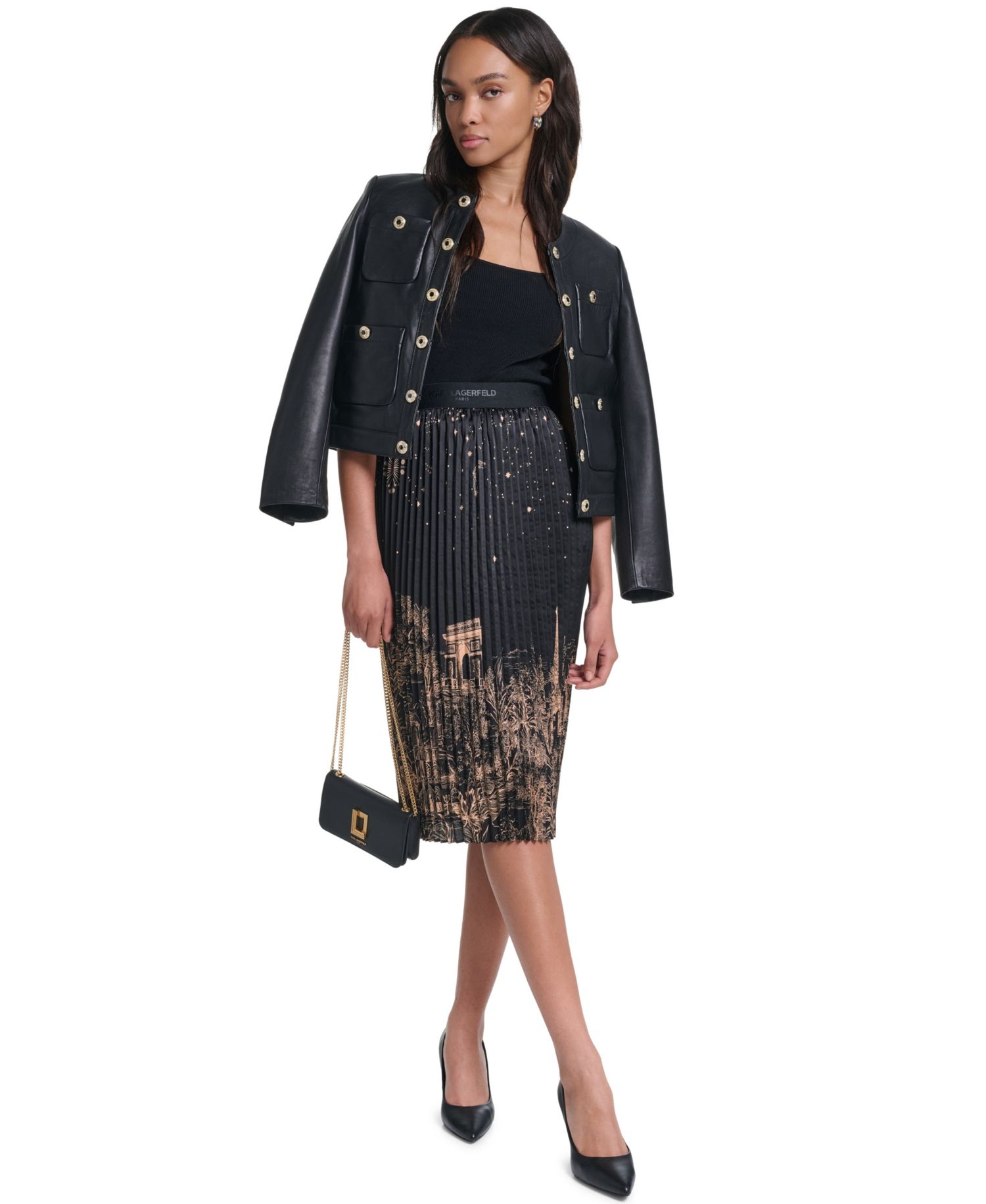 Women's Pleated High-Waisted Midi Skirt