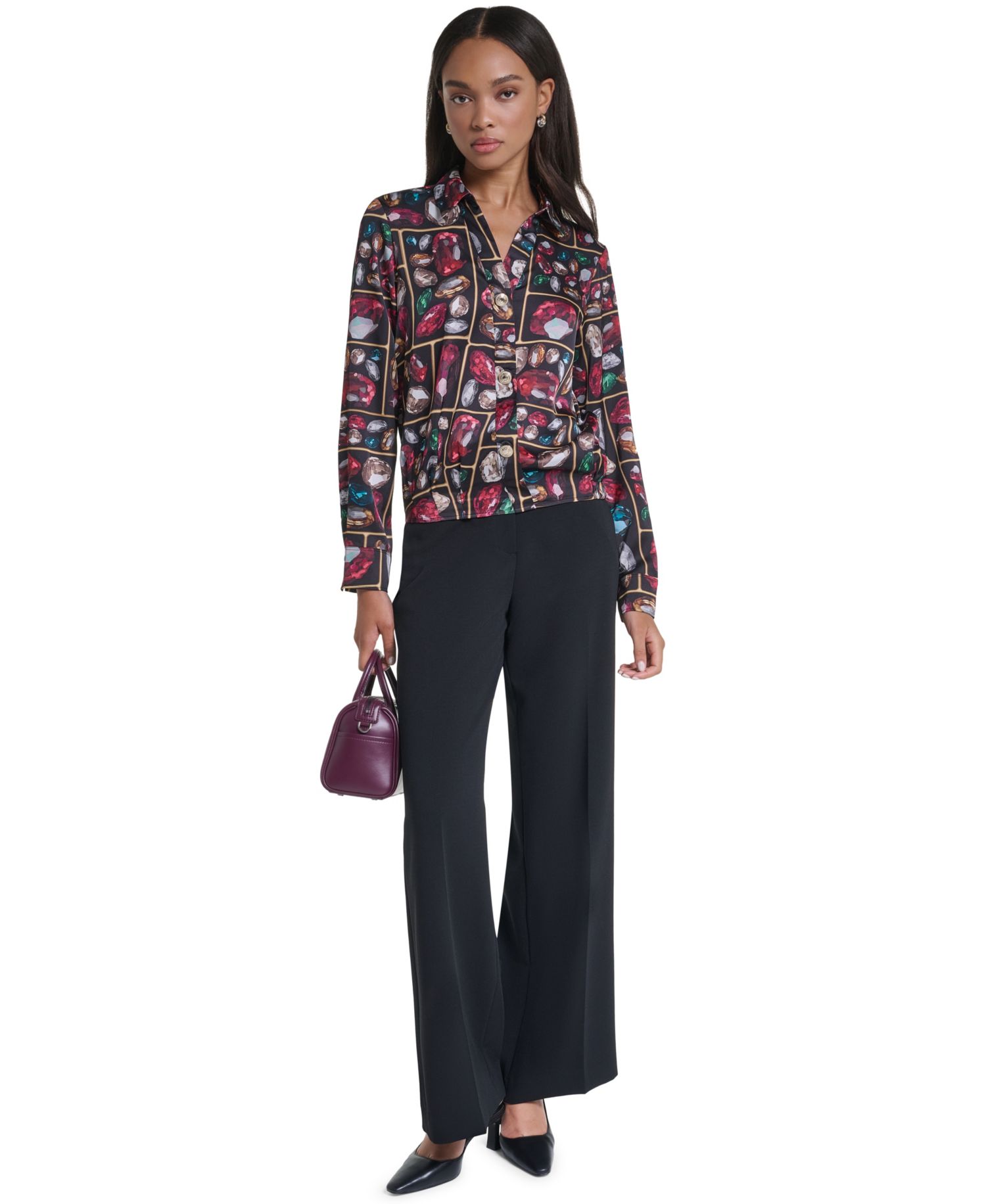 Women's Surplus Long-Sleeve Collared Blouse