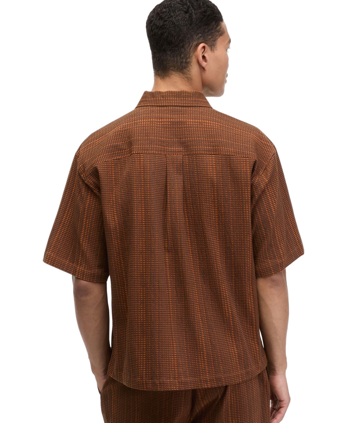 Мужская рубашка Mode of One Textured Check Point Collar Button-Up, цвет: Оранжевый — фото 4