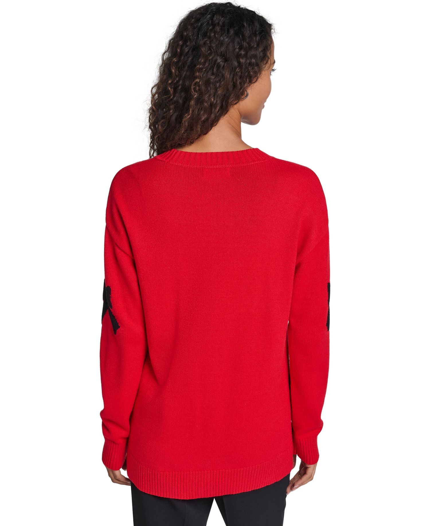 Women's Bow Long-Sleeve V-Neck Cardigan