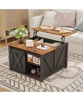 Lift Top Coffee Table With Storage, Hidden Compartment, 31.5 In Square Center Table For Living Room/Apartment, Multifunctional Lift-Up Top