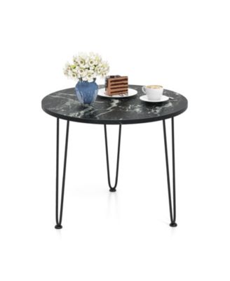 Round Coffee Table with Thickened Tabletop and Metal Tripod Legs